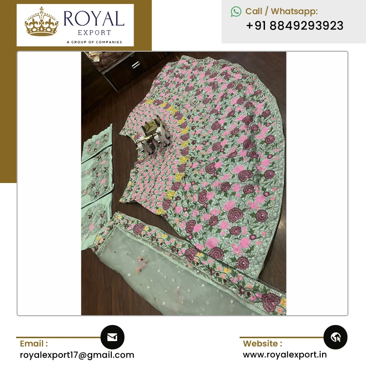 Indian Manufacturer of Best Quality Mono Satin Silk Lehenga Choli with Embroidered Work for Wedding and Party Wear