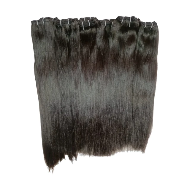 Wholesale Top Quality Indian Virgin Double Drawn Body Wave Human Hair Bundles Raw Straight curly Temple hair