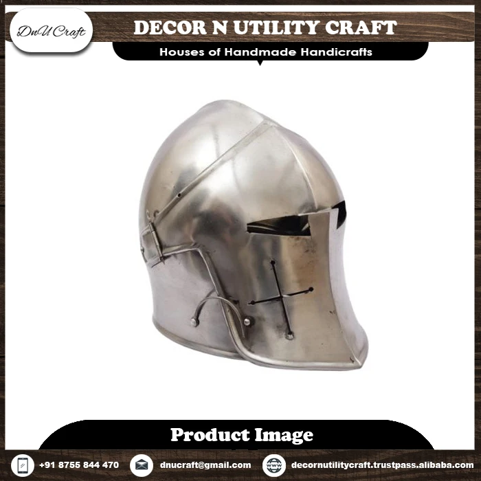 Embrace Medieval Majesty: Beautifully Handcrafted Antique-Style Steel and Brass Knight Helmets Await.