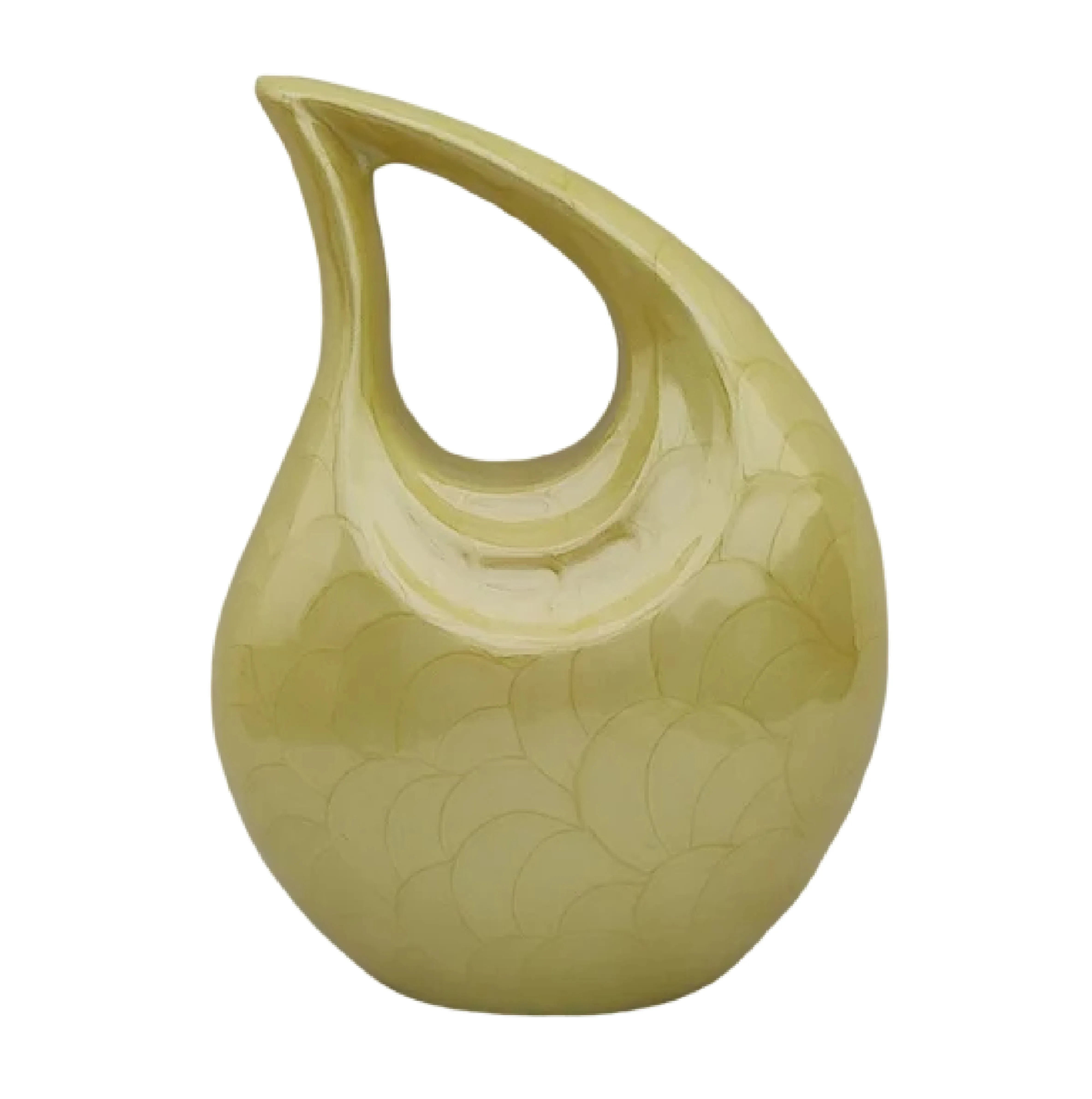 Yellow Enamel Adult Aluminium Teardrop Cremation Urns Highest Quality Metal Funeral Urns Made In India