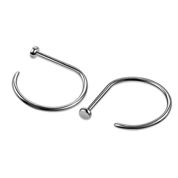 Open D Nose Ring Piercing Jewelry Hot Sale Products G23 Titanium CLASSIC Unisex Round Nose Rings & Studs 300pcs / Size / Color