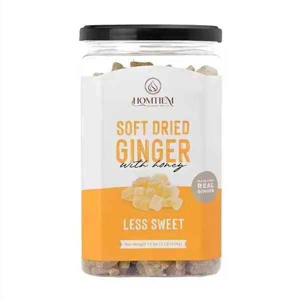 Homtiem Vegan-Friendly Dried Crystallized Ginger 16 Ounce Less Sweet Soft and Delicious Chews No Artificial Colors