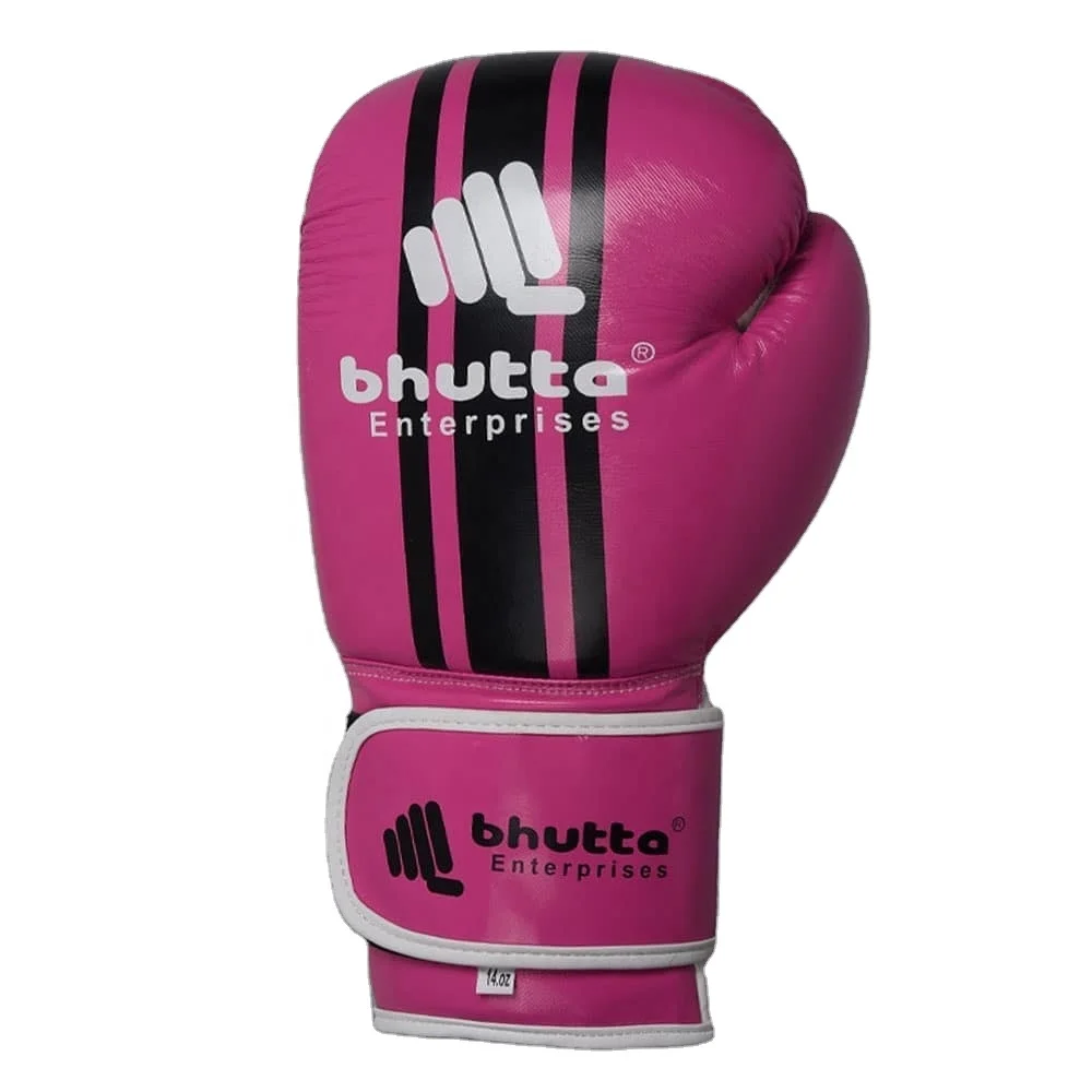 Hot Selling 14 oz Pink/White With Black Lining Custom New Design Leather Boxing Gloves For Unisex Kick Boxing Pakistan Made 2022