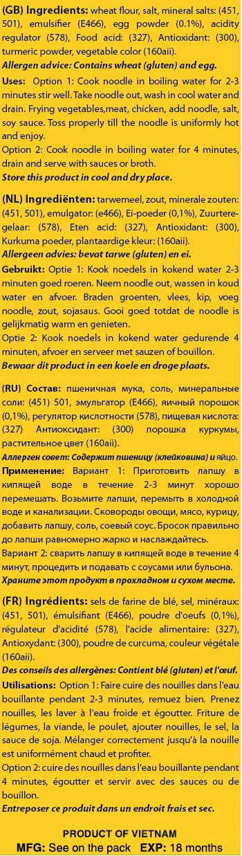 Top selling High quality Egg noodle 1.2M (round cake) Single package Best instant noodle manufacturer Viet Nam