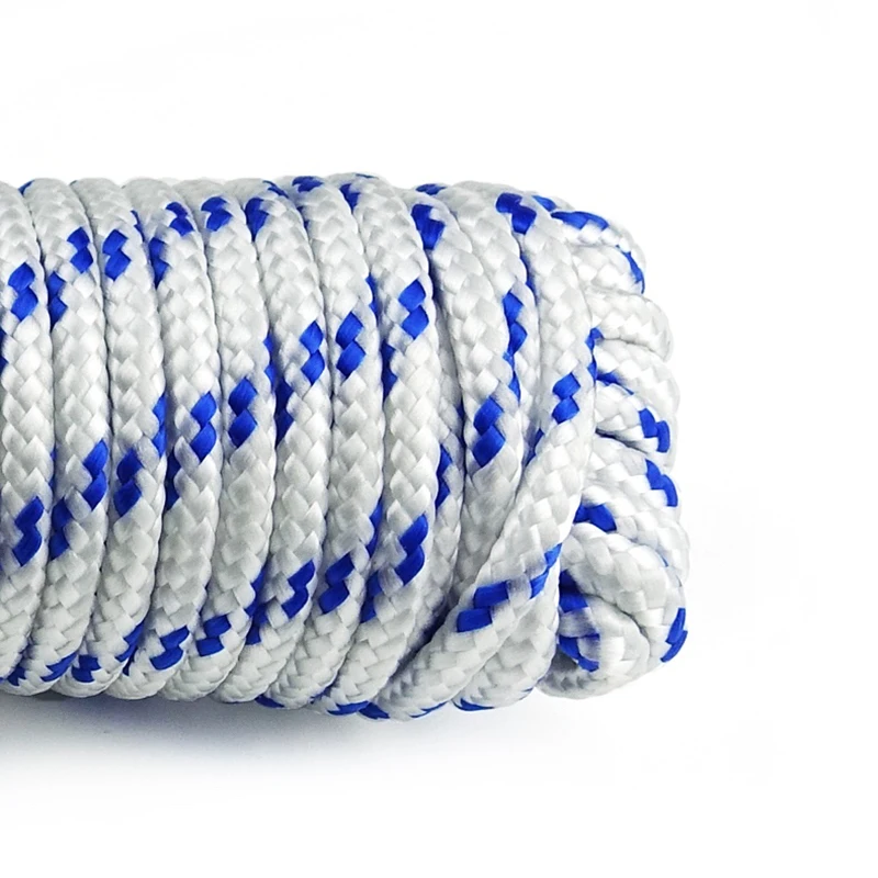 16mm braided White and blue polypropylene rope for marine
