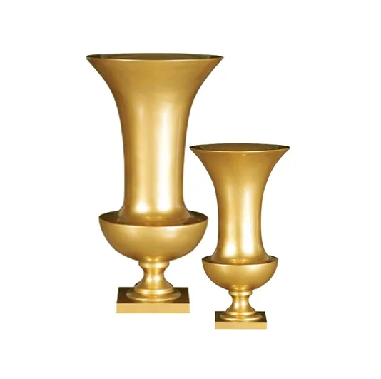 Egg Cup Aluminum Gold Colored Flower Vases Metal Premium Quality Best Selling Floor Vases Home Decorative set of 2