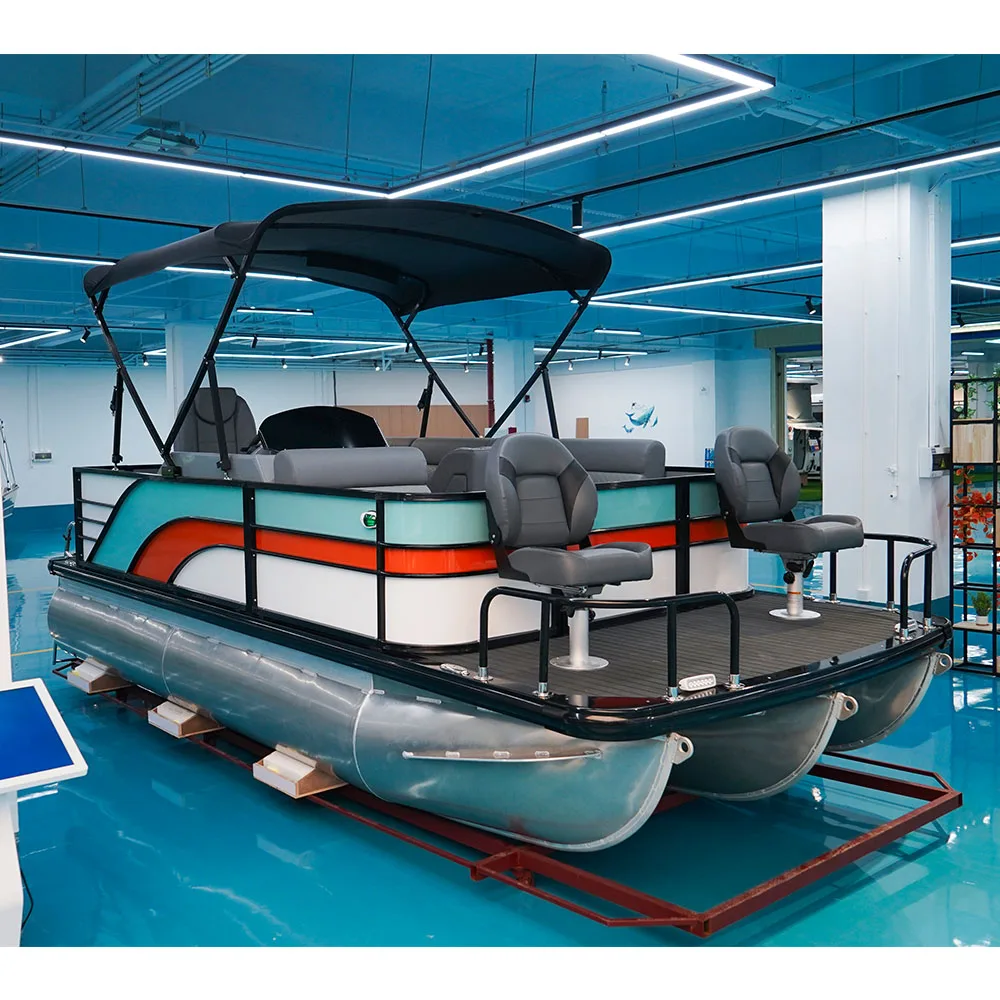 Solar Electric Party Fishing Barge Pontoon Boat With Motor And Trailer Kinlife Fishing Mini Aluminum Pontoon Boats Made In China