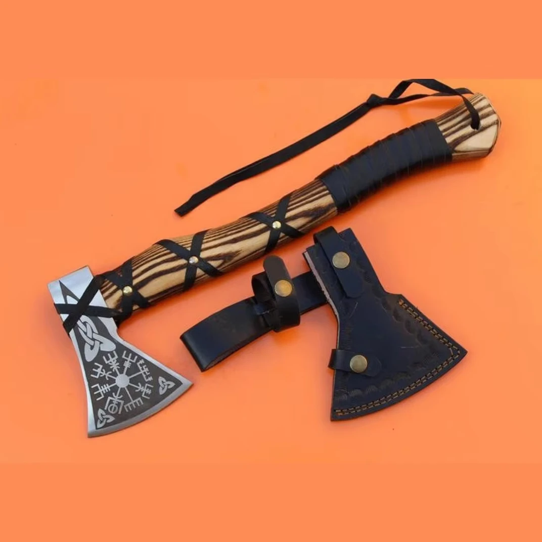 1095 топор из высокоуглеродистой стали с тисненой головкой для рукоятки дерева кемпинга резки на открытом воздухе