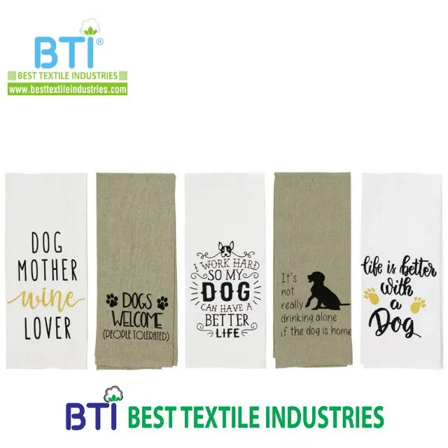 BTI Wholesale Factory Custom Design 100% Cotton Printed Kitchen Towels Tea Towels Super Absorbent