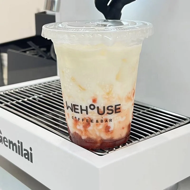 Yoghurt Drink and Snack Cups Neat Food & Beverage Plastic with Container Clear Plastic Glass Disposable 2 in 1 Single Wall