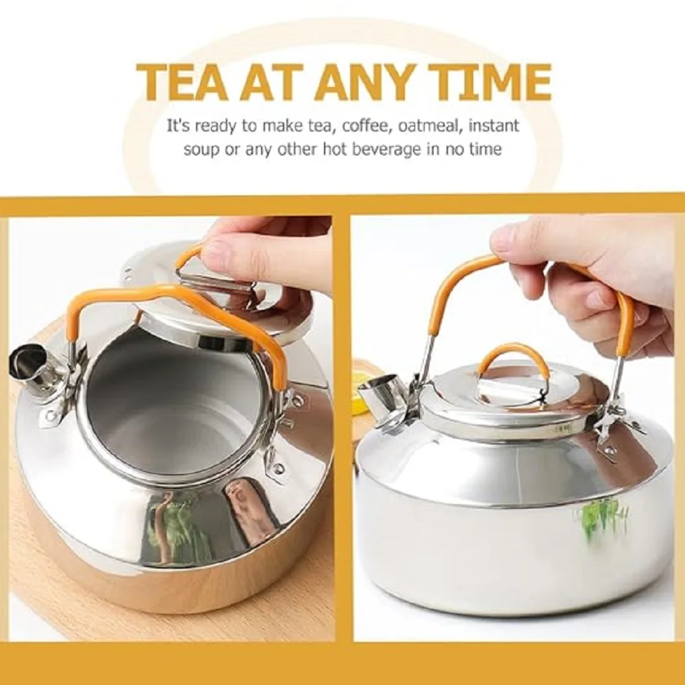 Camping Kettle Teapot Cookware with Handle Outdoor Tea Coffee Pot for Hiking Argent | Sporting Goods | Outdoor Sports | Camping