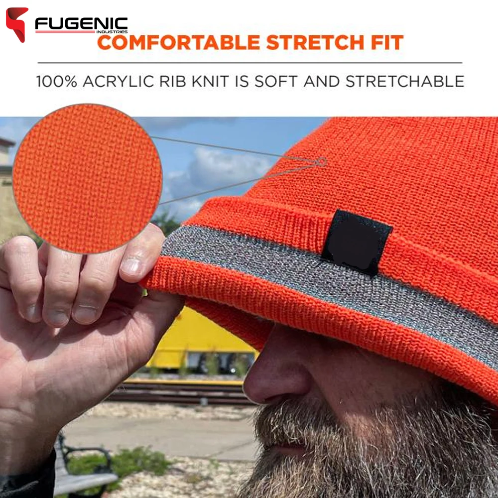 Beanie Cap In Orange Color Made In Pakistan New Arrival Product Safety Hi Vis Work Wear Knit Cuffed Beanie BY Fugenic Industries