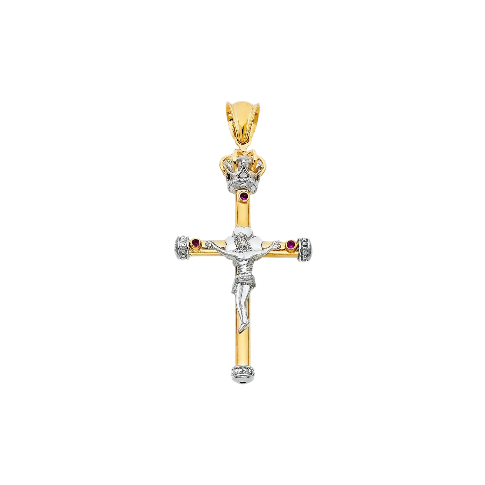 14k Two Tone Gold Plated Religious Crucifix Jesus Cross Charm Fashionable Pendant Customized Jewelry