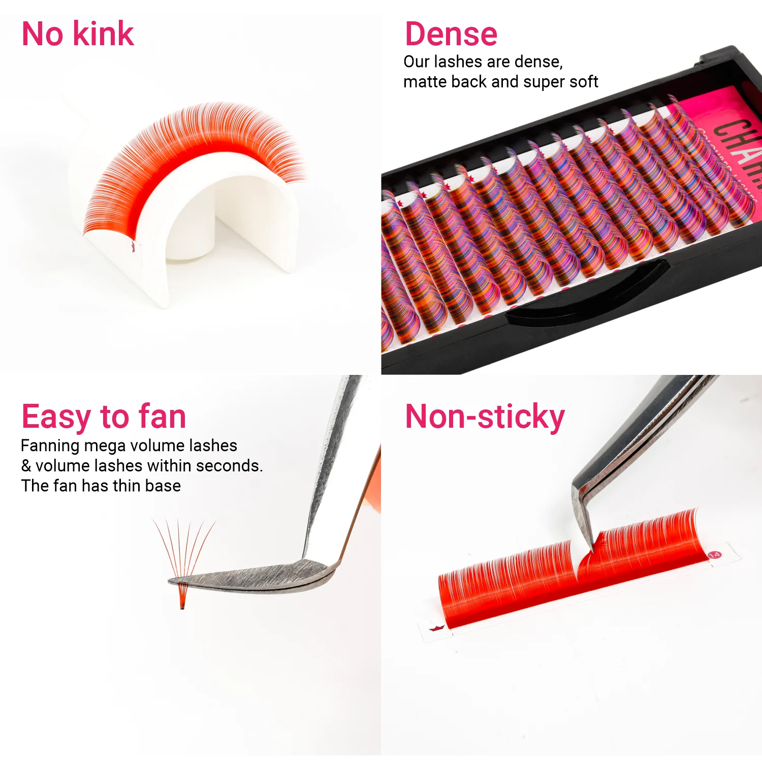 CharmLash Mixed Length Tray Natural Color Lash Extensions Colorful False Eyelashes Various Shades Colorful Eyelashes Wholesale