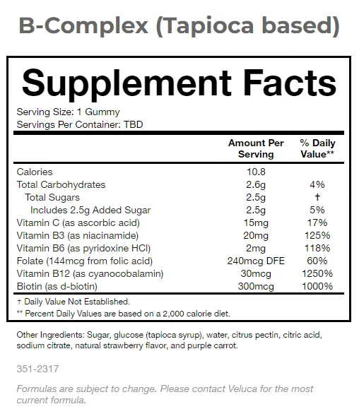 Private Label Vegan Vitamin B-Complex Gummies Non-GMO Tapioca Based Supplement