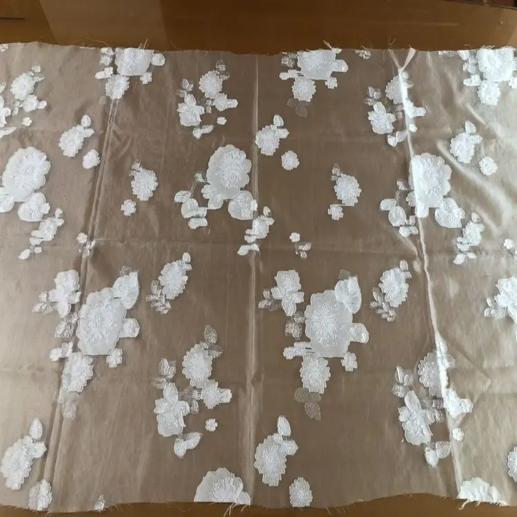 WT033 Jacquard  Polyester light Bridal Wedding Organza Fabric