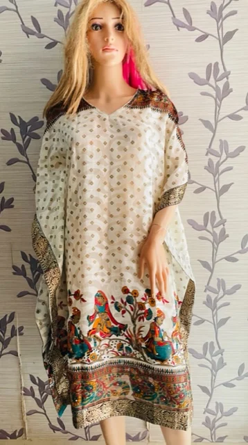 New Gujrati Print Kaftan Indian Caftan Maxi Dress Beach Cover up Bridesmaid Gift Kaftan for Women Nightwear Dress