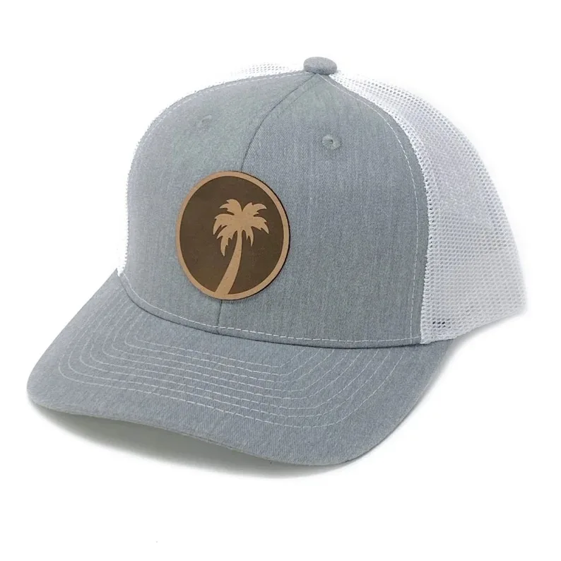 Wholesale Leather Patch Trucker Cap for Man Fashion Sun Visors Summer Spring Trucker Hats OEM Manufacture