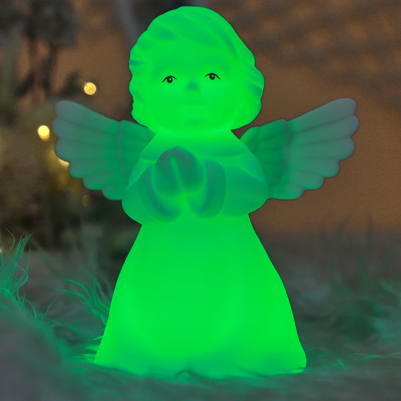 Factory Price Kids Toy Christmas Gift Home Decor Lamp  Soft Angel Shape RGB Baby Sleep Silicone Night Light