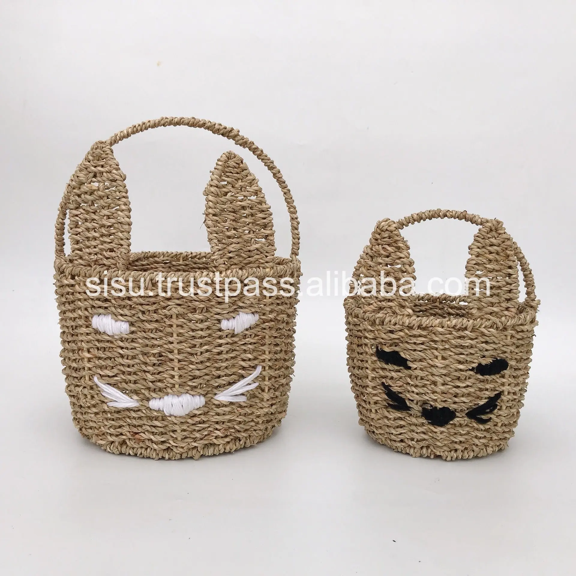 Подарочная корзина из водорослей с кроличьими ушками, корзина для пасхальных цветов для праздничных декоративных корзин для хранения
