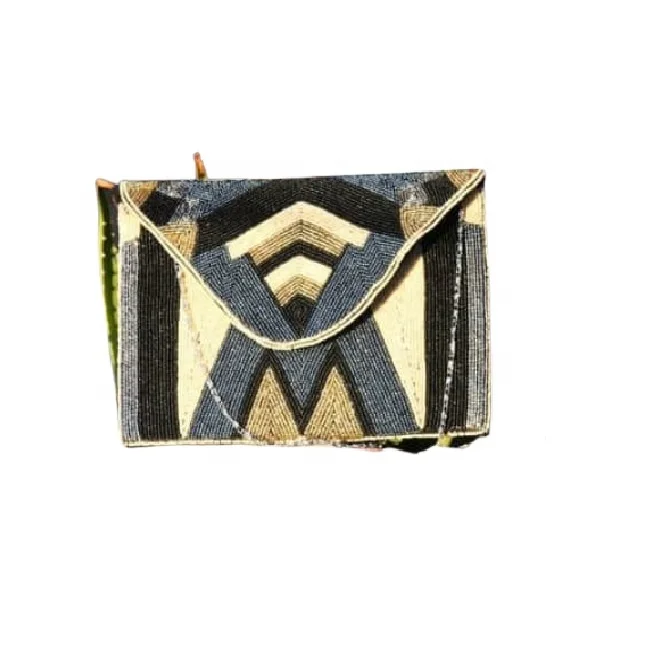 Black Base Gold Glass Beads Hand Purse Evening Shoulder Bag New Style Luxury Genuine Stylish Evening Purse Clutch Bag From India