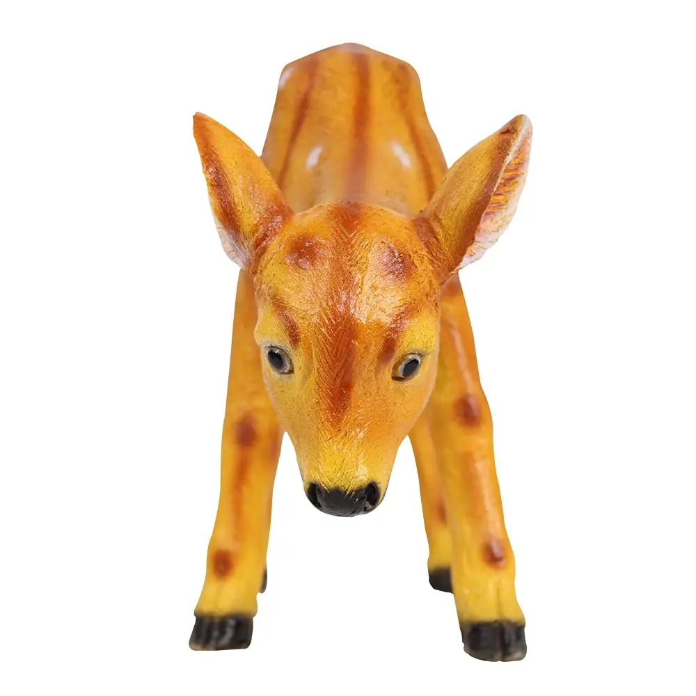 Resin deer eating grass garden decoration brown