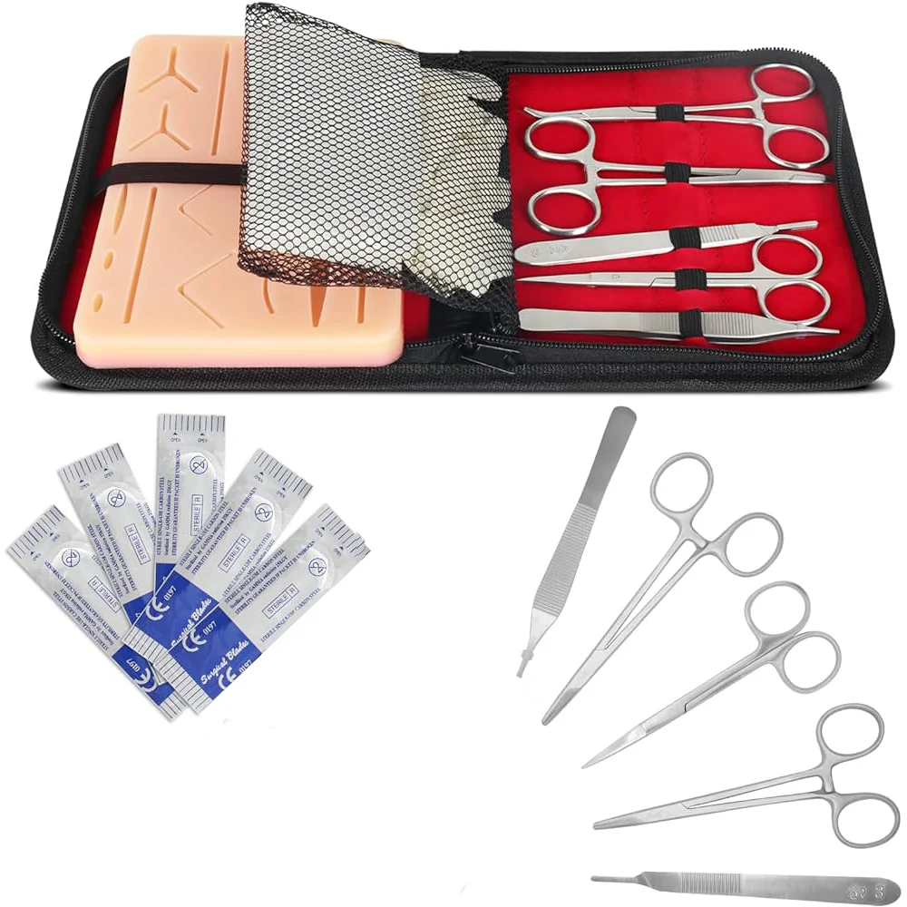 Silicone Suture Pad With Pre-Cut Wounds And Suture Tools / Suture Practice Kit for Students Including Silicone Pads