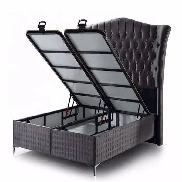 Modern European Hotel Bed Latest Double Bed Designs with Solid Wood Soft Style european