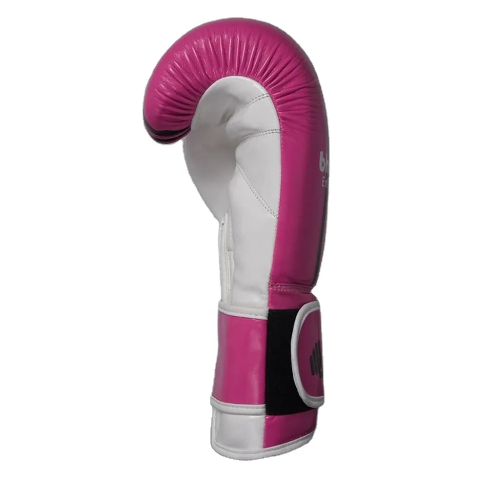 Hot Selling 14 oz Pink/White With Black Lining Custom New Design Leather Boxing Gloves For Unisex Kick Boxing Pakistan Made 2022