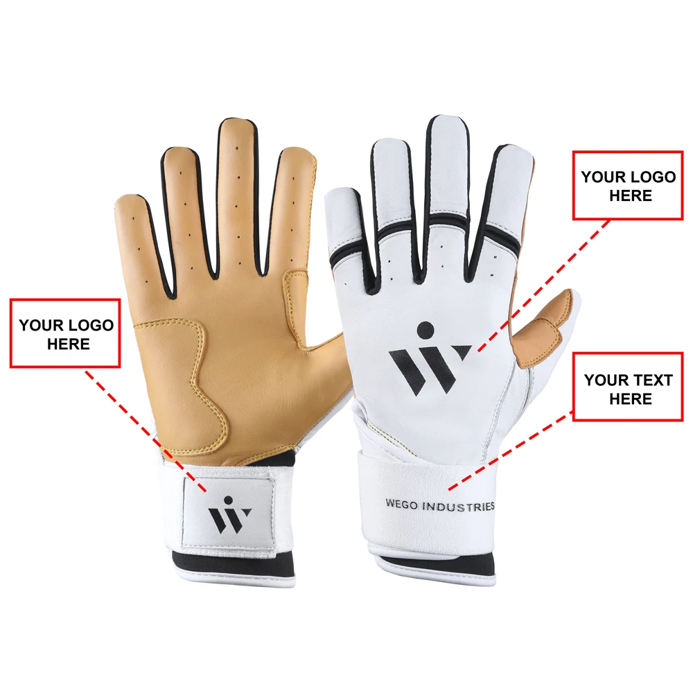 Wholesale Best Sublimated Design Goatskin Digital Leather Baseball Batting Gloves Professional Unisex Softball Batting Gloves