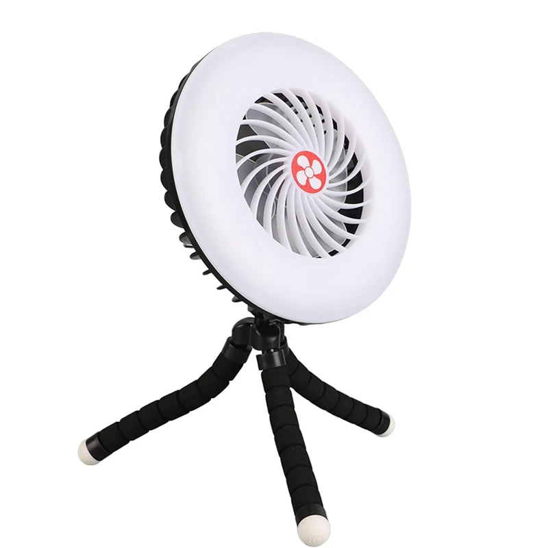 Outdoor Portable Hanging Hook Energy Tent Light 1200mAh Rechargeable USB Solar Camping Fan with LED Lamp