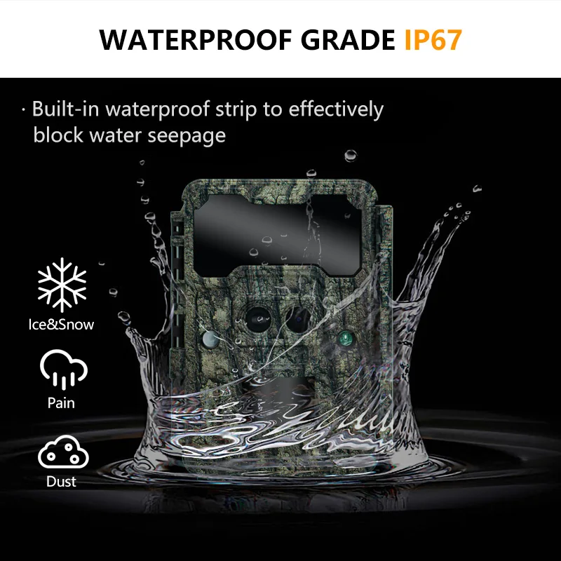 Hidden camera detector with dual lens KW696 OEM/ODM 0.4s trigger 1080P/30MP waterproof IP67 for wildlife research