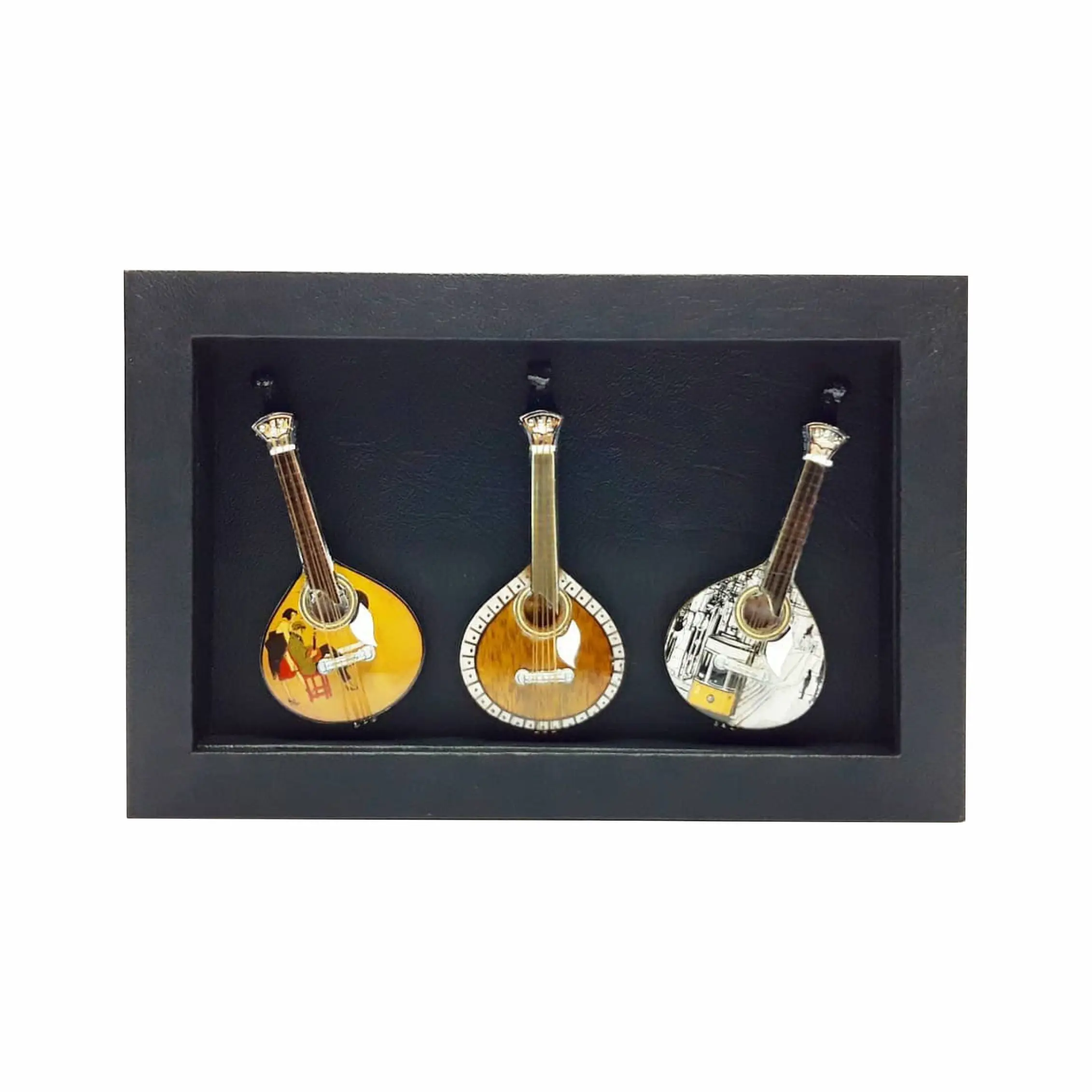 Shadow box frame 3 Portuguese Guitar Design medium size for Wall Decoration Home Decoration  Wooden Handmade and Souvenirs march