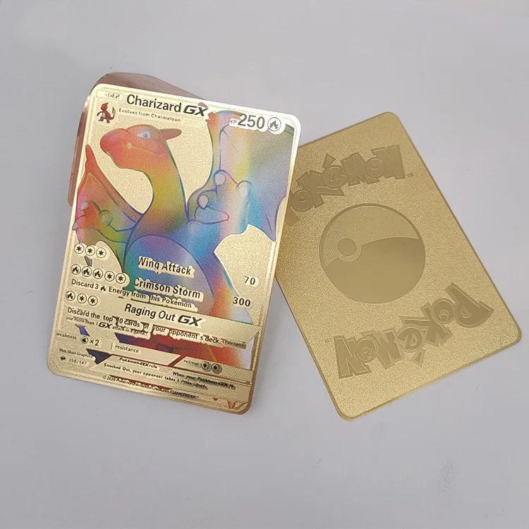 Rare Charizard,Pikachu Gold Black Metal Carte Poke mon Card Original 1st First Edition Ex Gx Tcg Vmax Trading Playing Game Cards