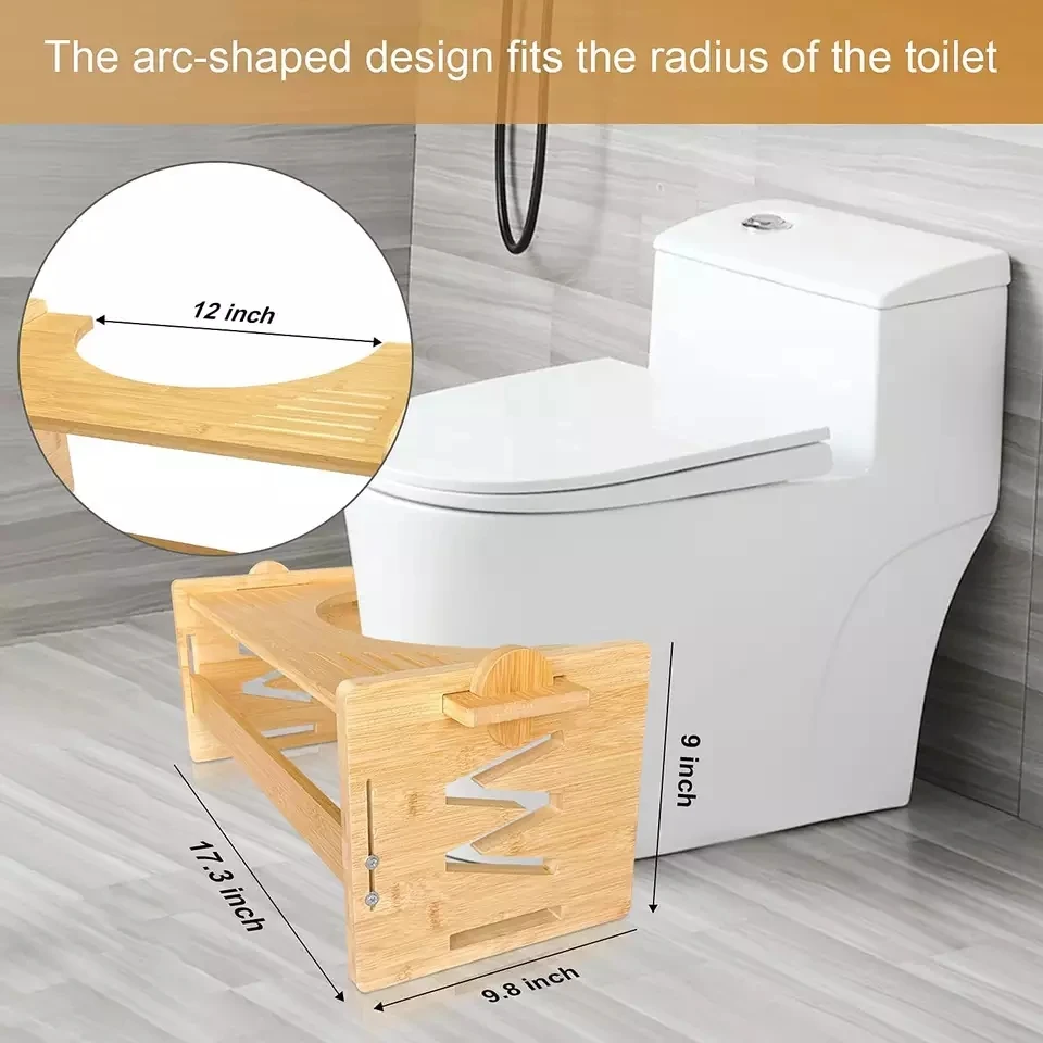 Toilet Stool for Bathroom Multi-Height & Angle Adjustable Bamboo Potty Stool for Adults & Kids Poop Stool Fit All Toilets
