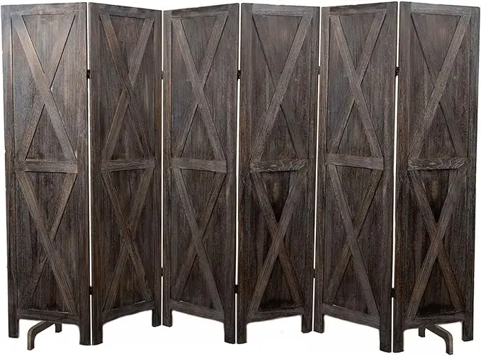 Wood Room Divider, Iron Sheet Decoration,Rustic Folding Privacy Screens Farmhouse Partition Wall dividers for Rooms, Separator,