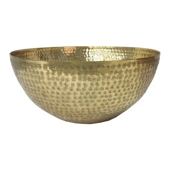 Indian Handcrafted Brass Fruit Bowl With Famous Indian Hammered Design OEM ODM Customized Luxury Kitchen Soup Bowl