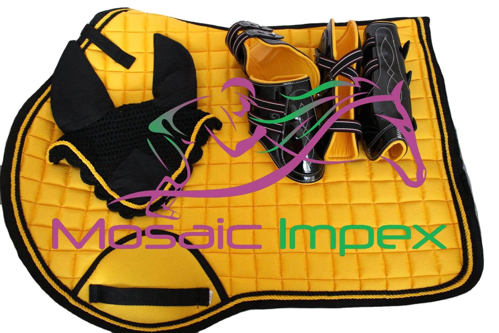 Carved Work Satin Dressage Square Riding Sheepskin Shape Half Super man Hologram different colors Direct Pu Foam Anti Slip Water