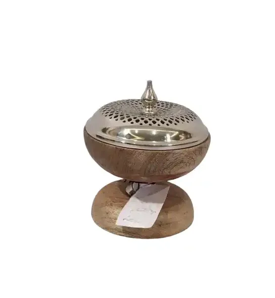 Tabletop Decorative Burner Holder Metal & Wooden Luxury Design Arabic Bakhoor Burner Hotel And Hotel Decor