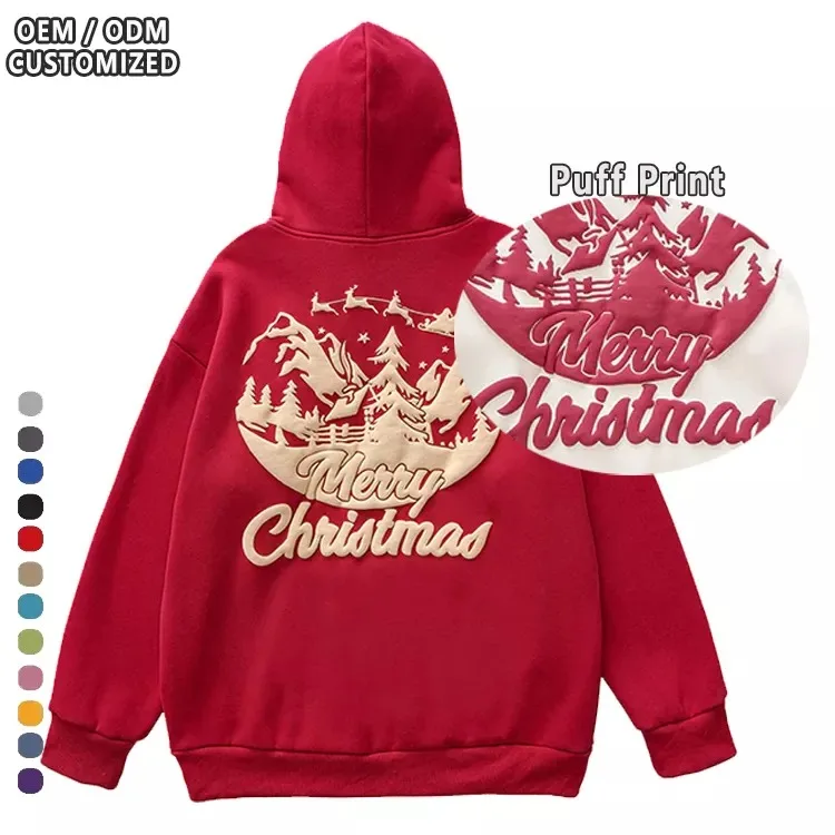 OEM Fashion Sweatshirt Street Style Puff Printing Lucky Hooded Hip Hop Sweatshirts Pullover Hoodie for Womens Mens