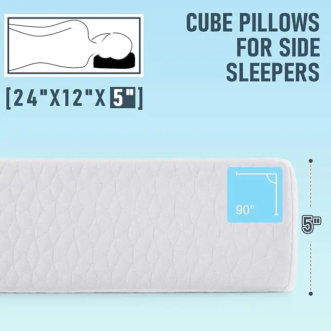 Ice Cube Cooling Memory Foam Pillow for Side Sleepers to Support Head & Neck for Pain Relief