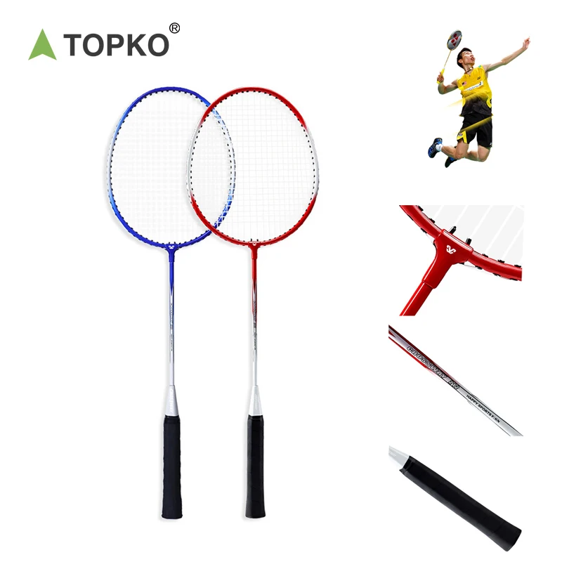 TOPKO Outdoor Backyard Games Iron Alloy Badminton Rackets Durable Light Weight Professional Badminton Thread Rackets