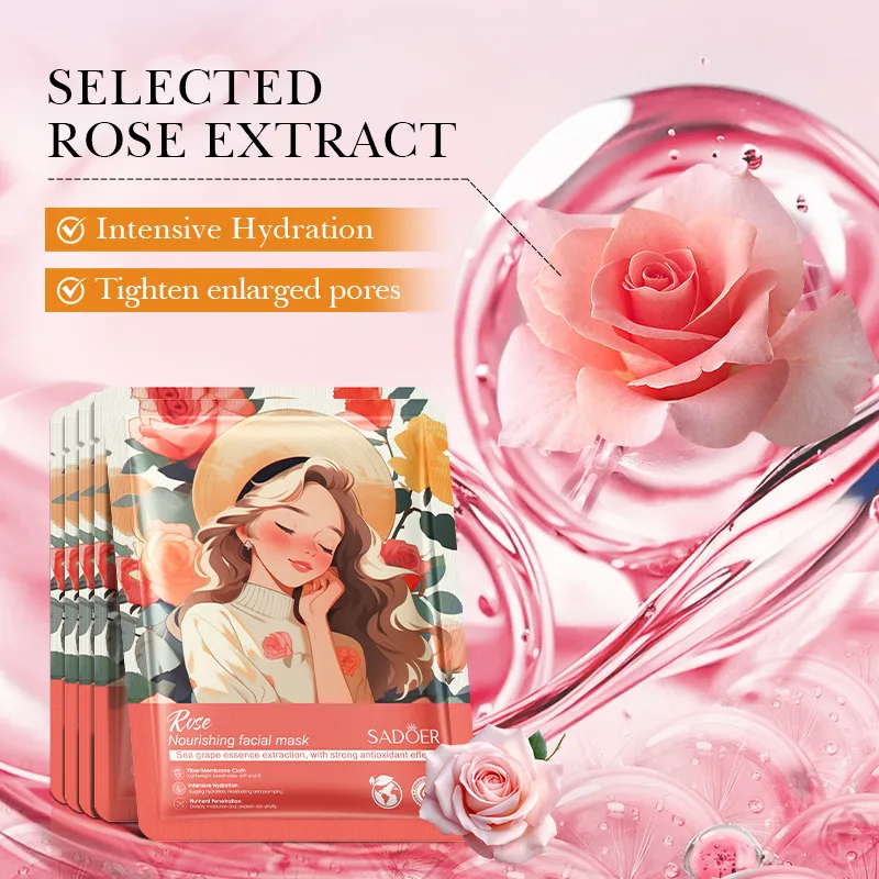 SADOER Fruit Flowers Rose Aloe Avocado Coconut Strawberry Honey Lemon Blueberry Beauty Moisturizing Whitening Sheet Facial Mask