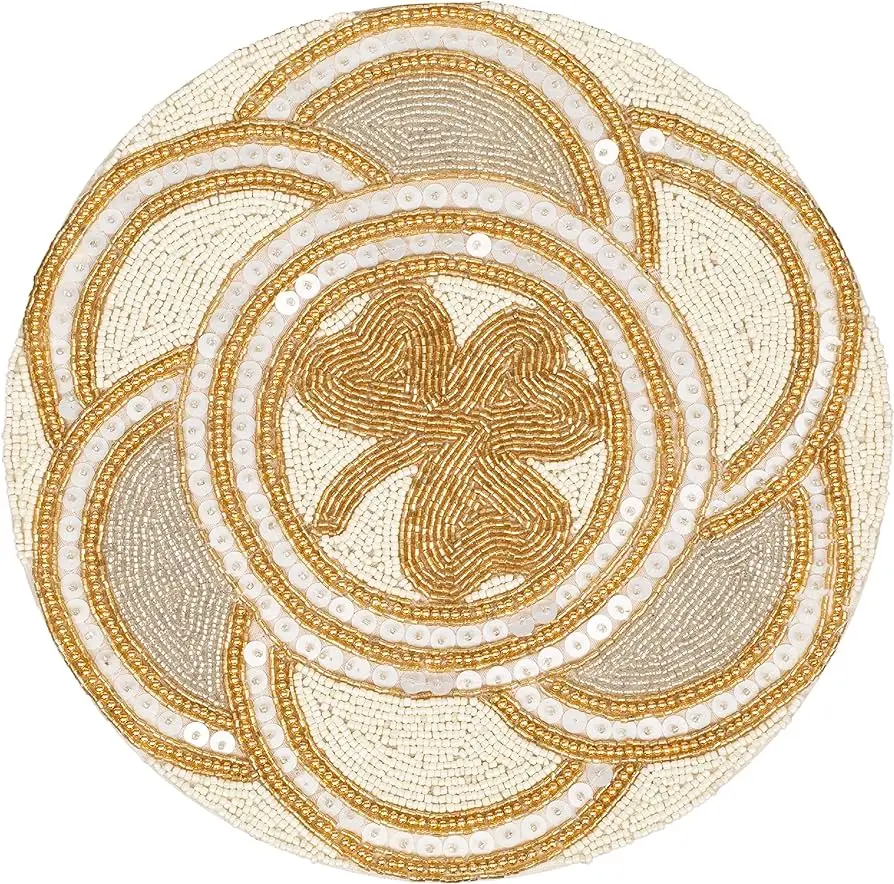 Prime Quality Round Place-mat Fancy Glass Beaded Place-mat for Dining Table Place-mat Decorative Runner for Wedding Embroidered