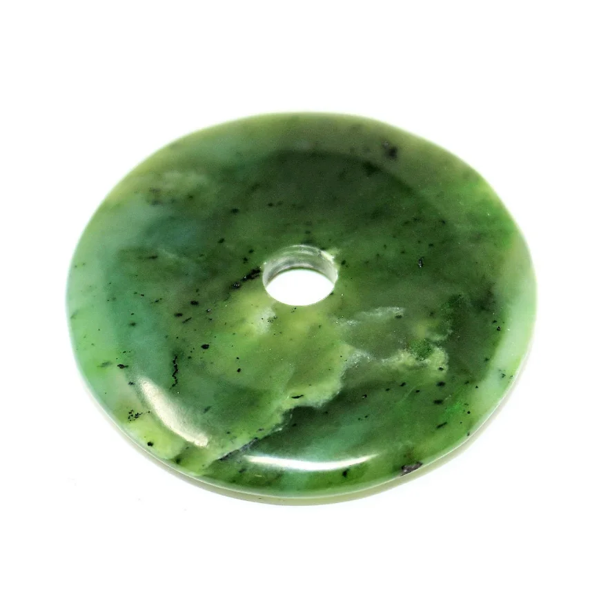 high quality Crystal Donut green jade nephrite Beads Pendants Jewelry Making Donut Coin Pendant Gemstones For Jewelry Making
