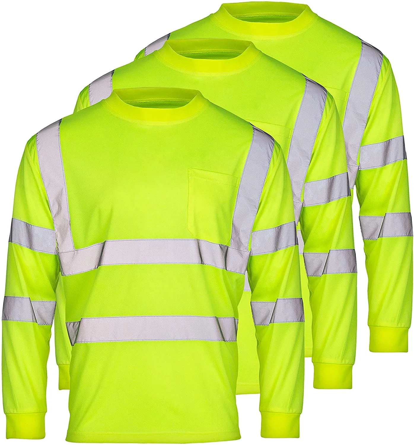 Custom High Visibility Reflective Safety TShirt Construction HiViz Work Shirts with Pocket TShirts with Long Sleeves for Men