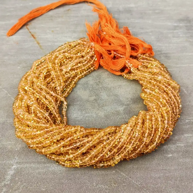 Natural Citrine Smooth Rondelle Spacer Beads Strands Lot 3-5mm Loose Gemstone Beads Strings For Jewelry Making from India Bulk
