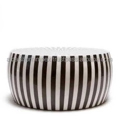 Hot Selling Bone Inlay Resin Mother of Pearl Drum Wooden Side Stool for Living Room Kitchen Outdoor and Hotel Furniture