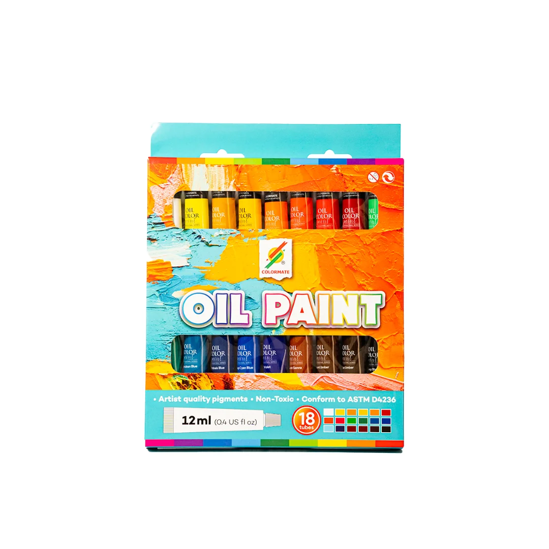 18-Color Premium Oil Paints Set for Canvas Painting Artist Art