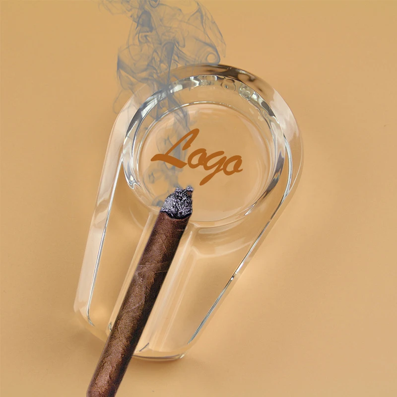 UKETA Custom Octagon Square Round New Design Transparent Crystal Glass Ashtray For Home Hotel Office Rooms